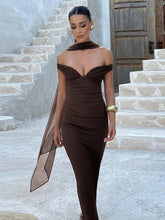 Elegant Off-shoulder Backless Sexy Maxi Dress Women Gown Fashion Scarf Collar Sleeveless Bodycon Club Party Long Dress voguable