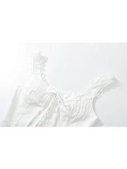 Voguable New Fashion Women Lace Spliced White Tank Top Sleeveless Lace Up Sexy Collar Ladies Summer Crop Top voguable