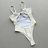 Voguable Sexy White Backless Swimwears Push Up One Piece Swimsuit Woman Unederwired Bodysuit High Leg Cut Swimming Wear Bathing Suit voguable