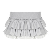 y2k Ruffles Pleated Mini Skirt Coquette Aesthetic A-line Low-waisted Short Skirts for Women 2000s Vintage Clothing Ladies voguable