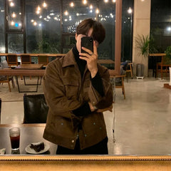 Voguable Winter Thickened Jacket Men Warm Fashion Casual Thick Suede Jackets Mens Streetwear Korean Loose Short Coat Men Outwear M-2XL voguable