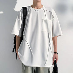 Summer Short Sleeved T-shirt Men Black White Casual T Shirt Streetwear Hip-hop Loose Round Neck Tshirt Mens Top Plus Size 4XL voguable