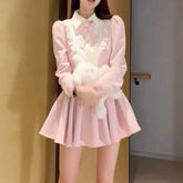 Voguable Women's Vintage Lace Patchwork Bow Sweet Princess Party Dresses Harajuku Y2K Lolita Kawaii Long Sleeve Mini Dress Sexy Vestidos voguable
