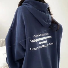Hooded sweatshirt autumn and winter clothes spring autumn winter thin loose letter mid-length fashion women clothing y2k tops voguable