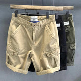 Summer Thin Multi-pocket Shorts for Men Solid Color Loose Large Size Straight Cutout Pants Casual Cargo Shorts Outdoor Travel voguable