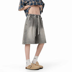 Denim Shorts mens Washed Vintage Elastic Waistband Drawstring Solid Summer Hot Selling Casual Wholesale Fashion Trendy Classic voguable