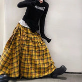 Vintage Plaid Skirt Women Y2k Japanese Style Long Skirt Harajuku Streetwear Fashion Retro A-line Midi Skirts Aesthetics voguable
