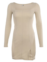 Ribbed Knitted Long Sleeve Dress mysite
