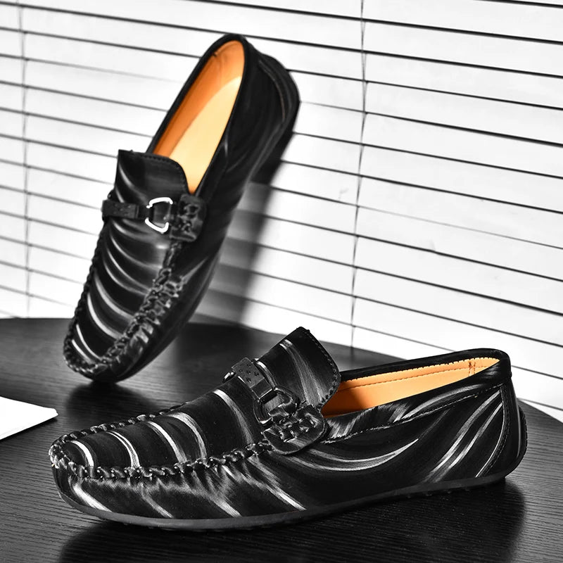 Voguable Men's Genuine Leather Loafers Plus Size Slip-On Breathable Casual Business Driving Shoes Retro Handmade Spring Autumn flats voguable