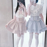 Voguable Japanese Sweet Lolita Ruffles Plaid Skirt Spicy Girls Party Kawaii Sweet Mini Skirts Y2k Casual A-Line Skirts Woman Chic voguable