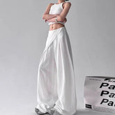 Voguable Popular Spring Women's High-waisted Slim Straight Pants Casual Loose Versatile Drape Wide-leg Trousers voguable