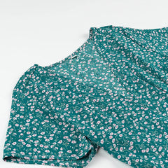 Short Sleeve Floral Print Chic Women Dress Bandage Chic Vacation Casual Summer Dress Chiffon 2025 New High Wasit Female Clothing voguable