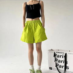 Summer New Women Wide Leg Shorts Y2K High Waist Loose Outdoor Casual Shorts Fashion Solid All-Match Female Jogging Shorts voguable