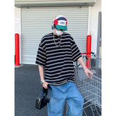 Men Cotton T Shirt Breathable Comfort Round Neck Button Striped Summer Casual Soft Lightweight Streetwear Fashion Cotton Tee Top voguable