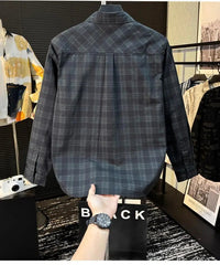 Voguable Long-sleeved Shirt Fashionable Plaid High-end Brand Loose Casual and Versatile Temperament Men's Clothing voguable
