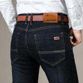 Business Men's Jeans Casual Straight Stretch Fashion Classic Blue Black Work Denim Trousers Male Brand Clothing voguable