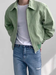 Men's Short Bomber Jackets 2024 Spring Retro Y2k Lapel Zipper Pocket Windbreaker Coats Luxury High Quality Overcoat Streetwear voguable