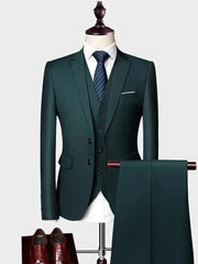 Voguable ( Jacket +Vest+ Pants ) Luxury Men's High-end Brand Solid Color Business Office Suit 3Pcs & 2Pcs Groom Wedding Party Suit Tuxedo voguable