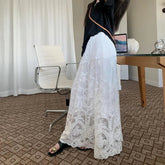 Fat Mm Large Size 300 Catties White Lace Skirt for Women in Spring New High-waisted Slim Big Sling Skirt voguable