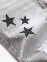 Voguable Y2K Men's Jeans - Fashionable Gray Mid-Rise Straight-Leg, Ripped Embroidered Vintage Washed Street Denim voguable