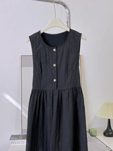Voguable Sweet Solid All Match O Neck Sleeveless Single Breasted High Waist Fashion Dresses voguable