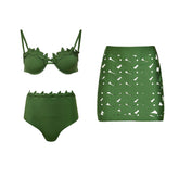 3Pcs Laser Cut Swimsuit Women Sexy Bikinis Push Up Bikini Set High Waisted Biquini Female Hollow Swimwear Bathing Suit Beachwear voguable