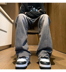 Men's jeans fashion Side Zipper Pants New Fashion men streetwear Jeans Loose Straight Denim Pant Mens jeans homme hip hop voguable