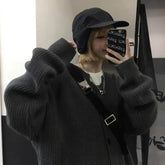 Woolen clothes men's trend ins Korean version all-match solid color big button knitted cardigan sweater jacket for men and women voguable