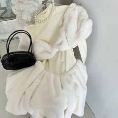 Voguable Winter Luxury Long Sleeve Sheath Patchwork Midi Dresses Women Elegant Casual Turtleneck A-Line Evening Dress voguable