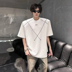 Men Cotton Tshirt Crew Neck Line Design Soft Comfortable Casual Streetwear Slim Fit Breathable Top Tee Shirt Fashion Trendy voguable