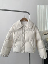 Retro Corduroy Cotton Parkas Women Winter Long Sleeve Sweet Short Coat Korean Thick Warm Pockets Lady Solid Vintage Outwear voguable