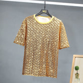 Voguable Colorful Sequin Design Personality Trendy Short Sleeved T-shirts Summer New Original Fashion High Street Men Tops voguable