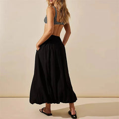 Skirts y2k Women Summer Elegant Solid Color High Waist Loose Fitting Long Bubble Skirt Office Ladies Skirts Streetwear voguable