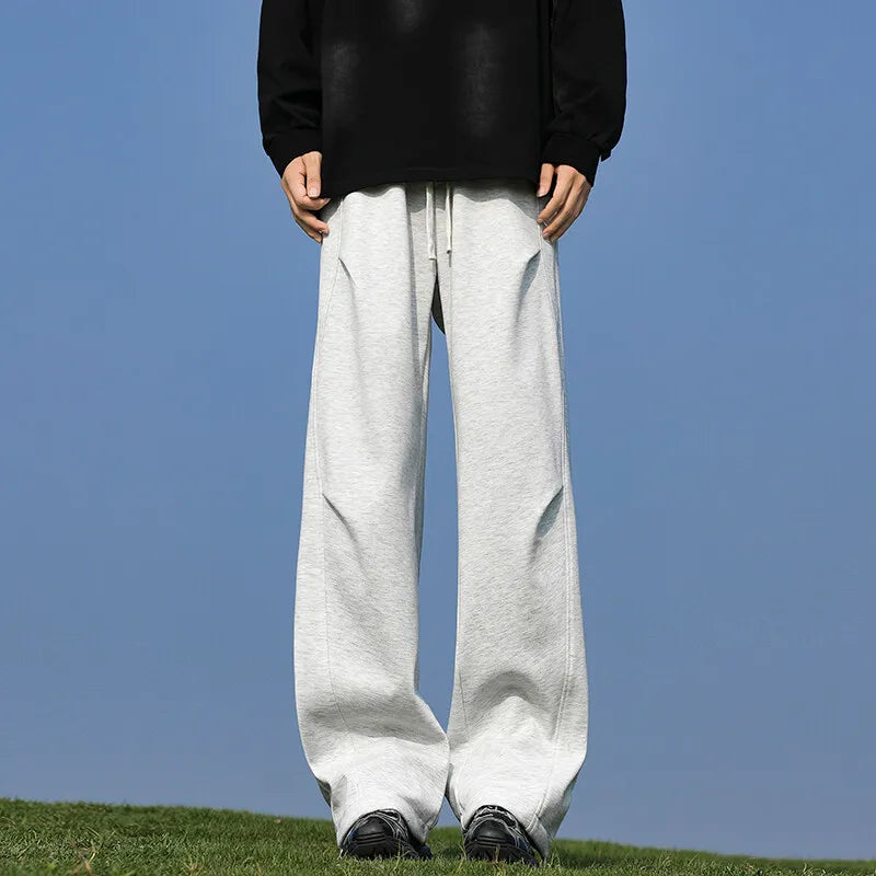 Mens Casual Sweatpants Loose Fit Straight Leg Elastic Hem Adjustable Stretchable Joggers Trousers Outdoor Lounge Comfort Pants voguable