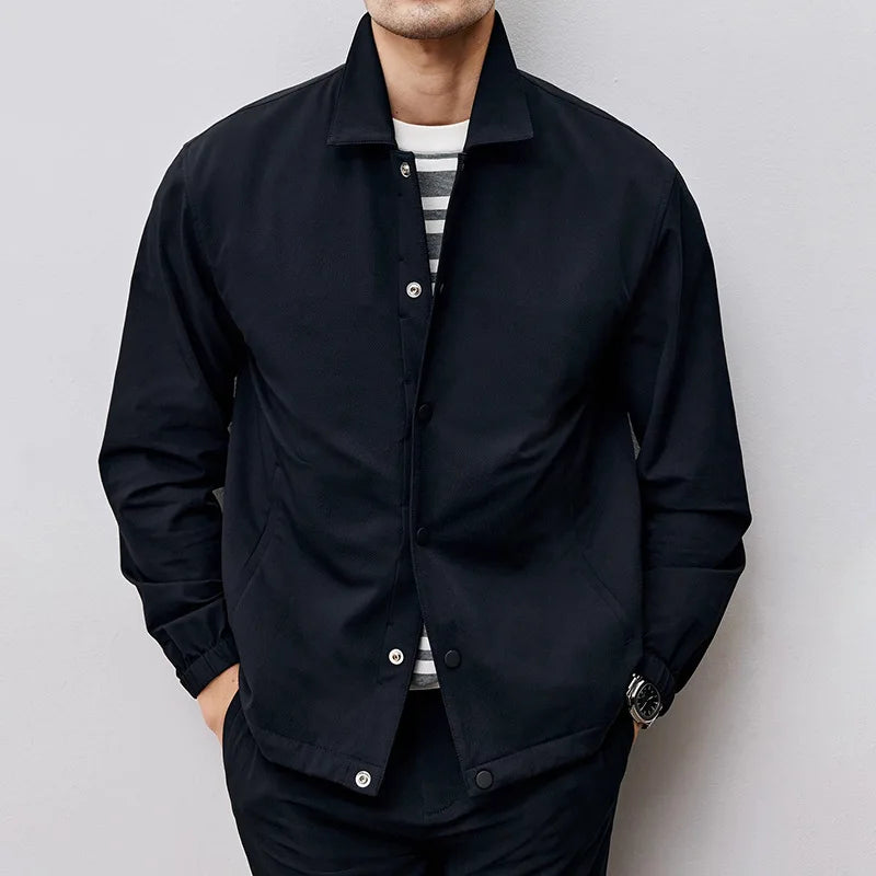 2024 Autumn Korean Fashion Solid Color Business Casual Mens Jacket Simple Japanese New Lapel Loose Buttons Short Coats Men voguable