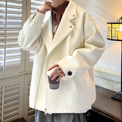 Voguable Winter Thickened Short Woolen Coat Men Warm Casual Zipper Woolen Jacket Men Korean Loose Thick Woolen Coat Men Jackets Coat voguable