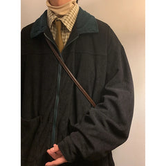 Voguable American Style Vintage 2024 Men Bomber Jacket Windbreakers Zipper Coats Autumn Loose Cargo Outwear voguable