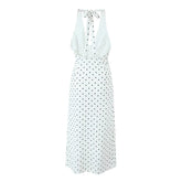 Vintage Polka Dot Halter Dresses Women Sexy Backless A-line Holiday Party Dress Summer Robe