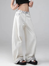 Plaid Patchwork Wide Leg Pants Women Loose Vintage Streetwear Straight Trousers High Waist Hip Hop Bf American Retro Pant New voguable