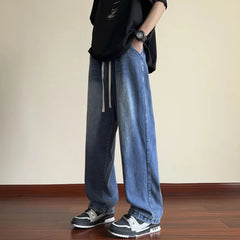 Black Baggy Jeans Men Drawstring Vintage Jeans Men Streetwear Hip-hop Loose Straight Jeans Mens Denim Pants Large Size 4XL voguable
