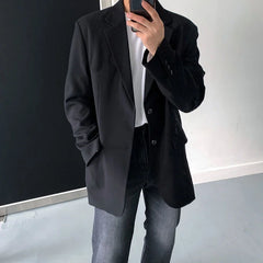 Voguable Coffee Black Blazer Men Fashion Society Mens Dress Jacket Korean Loose Business Casual Suit Jacket Men Office Formal Blazer voguable