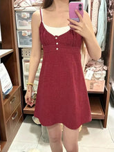 Voguable Red Plaid V-neck Mini Summer Casual Dress Women Buttons Lace Trim A-line Sweet Short Vestidos Preppy Style Y2K Dresses voguable