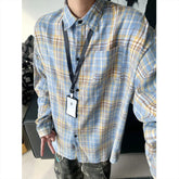 Autumn Long Sleeved Shirt Men Fashion Retro Plaid Shirts Men Japanese Streetwear Loose Casual Shirt Men Large Size 4XL voguable