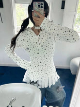 Voguable Slim Fit Long Sleeve Top Sweet Hot Hooded T-Shirt Retro Y2K Subculture Clothes Star Print Pleated Hem New in Tees voguable