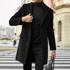 Autumn Winter Man Wool Jackets Lapel Coat Casual Clothing Trench Single-Breasted Thickness Men's England Style voguable