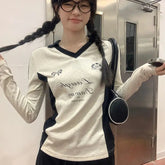 Vintage Y2k Long Sleeve T-Shirts Coquette Women Letter Print Tees American Retro Fashion Aesthetics Streetwear T-Shirts voguable