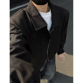 Autumn Short Jacket Men Fashion Casual Shoulder Padded Jackets Men Streetwear Korean Loose Bomber Jacket Mens Clothes M-3XL voguable