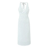 Vintage Polka Dot Halter Dresses Women Sexy Backless A-line Holiday Party Dress Summer Robe