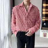 Voguable Sleeve Shirt Spring 2024 Trendy Men's Casual Long Solid Color Elegant Splicing Tassel Niche Design Fashion Tops voguable