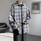 Spring Long Sleeved Shirt Men Fashion Retro Plaid Shirt Men Streetwear Loose Casual Shirt Mens Vintage Shirts Plus Size 5XL voguable
